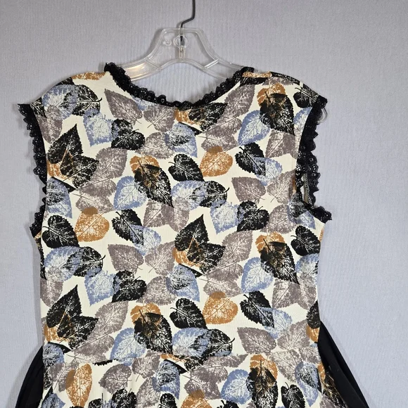 Effie's Heart Women's Fit & Flare Retro Dress Fall Leaf Print Pockets Size L - Picture 8 of 13